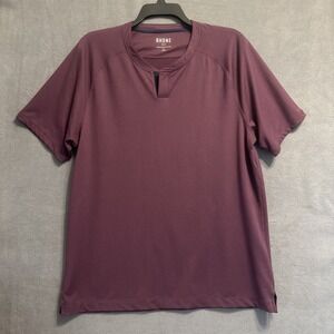 Rhone Delta Pique Notch Neck Shirt Mens Large Purple Performance Tee Run Gym